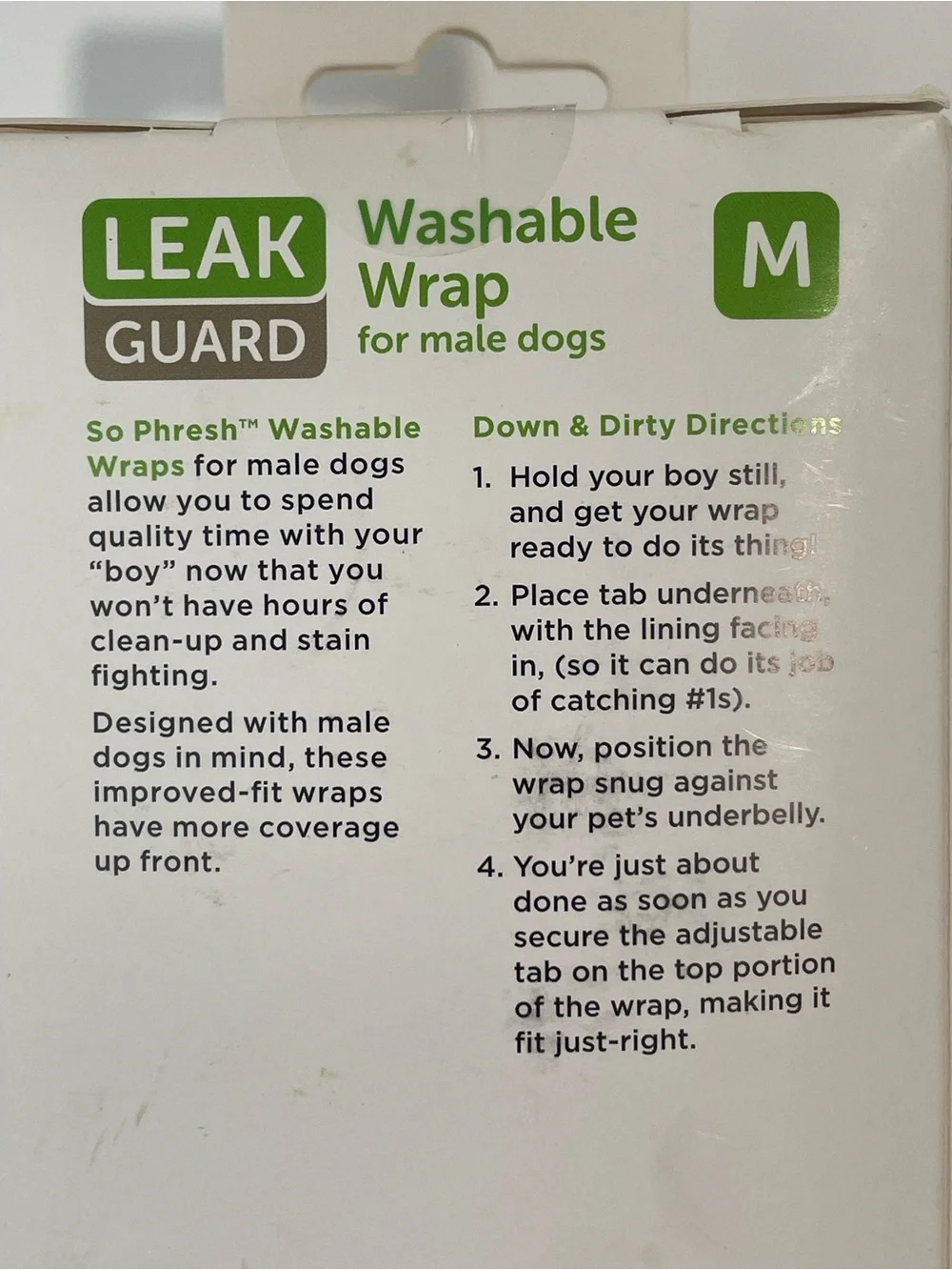 Set of 2 Sophresh Leak Guard Washable Wraps Male Dogs Black M Training Accidents